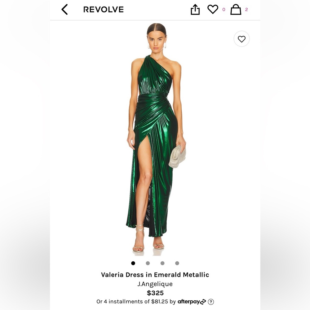 REVOLVE J. Angelique Valeria Dress in Emerald Metallic